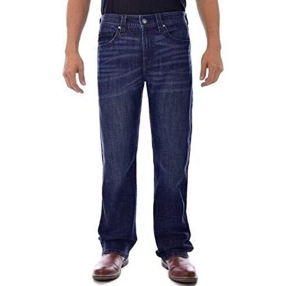 TK Axel Slim Bootcut Jeans Mens 34x32 Blue Dark Wash Stretch NEW - Picture 1 of 13